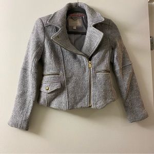 Banana Republic | Gray Boiled Wool Blend Moto Style Collar Coat, XS Petite